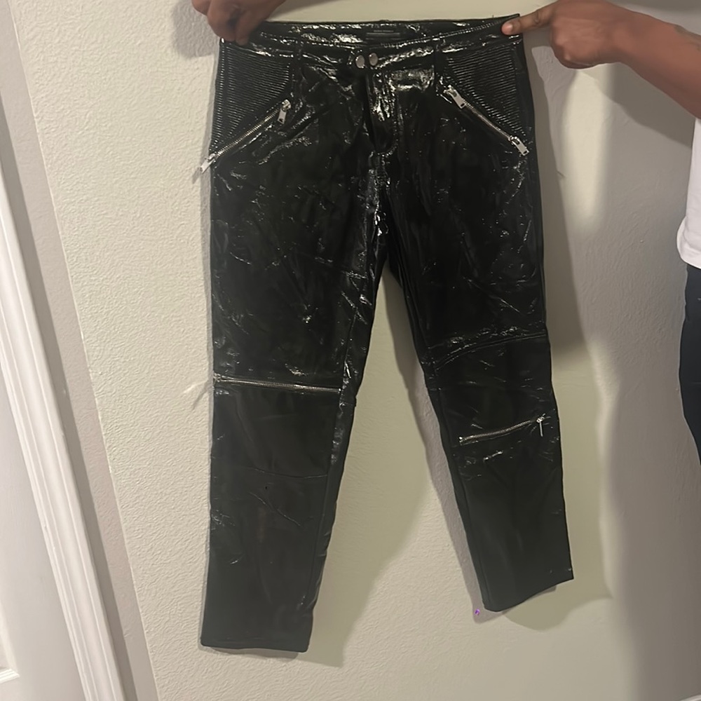 Zara women’s patent leather biker pants